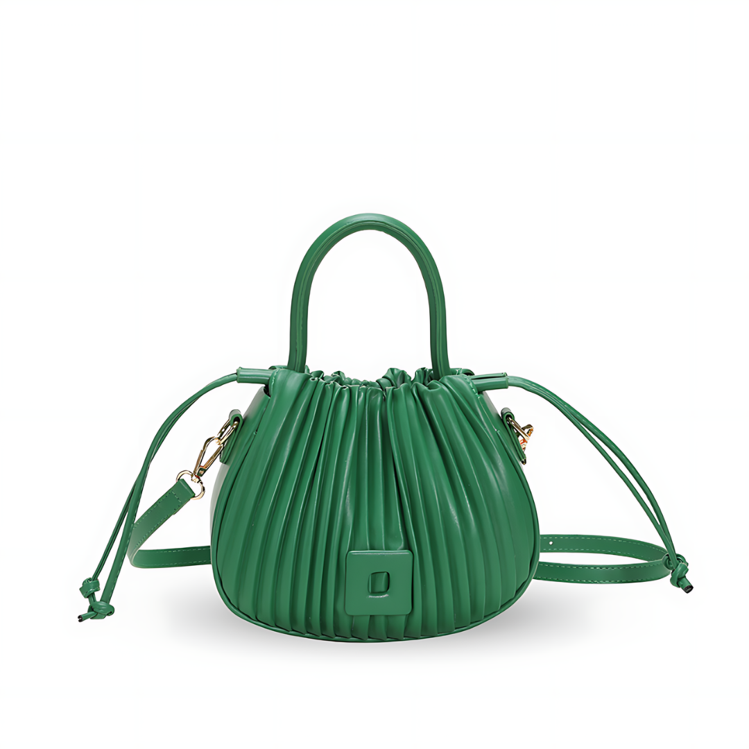 Luxuriöse Vintage Umhängetasche aus hochwertigem PU-Leder in Farbe Grün, abgebildet auf neutralem Hintergrund. Die Tasche kombiniert klassisches Design mit modernem Luxus und bietet ein geräumiges Hauptfach sowie einen verstellbaren Schulterriemen für vielseitigen Tragekomfort.